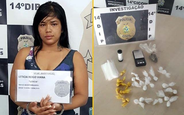 Letícia foi autuada em flagrante por tráfico de drogas. Foto: Divulgação/PC-AM