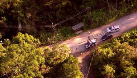 Polícia isolou área em São Bernardo do Campo — Foto: Reprodução/TV Globo.