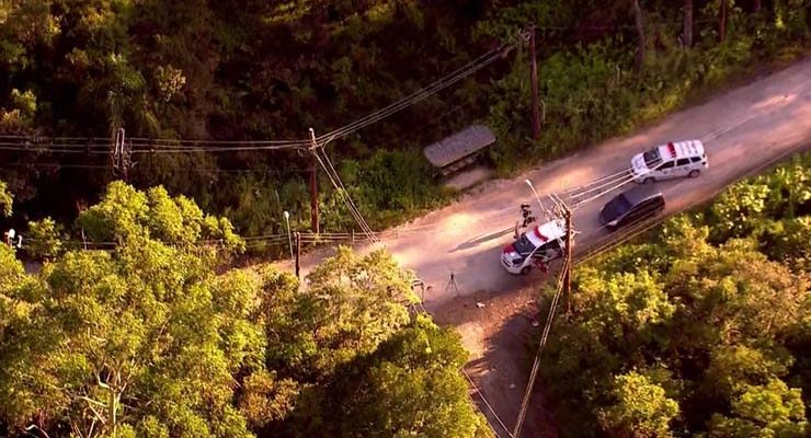 Polícia isolou área em São Bernardo do Campo — Foto: Reprodução/TV Globo.