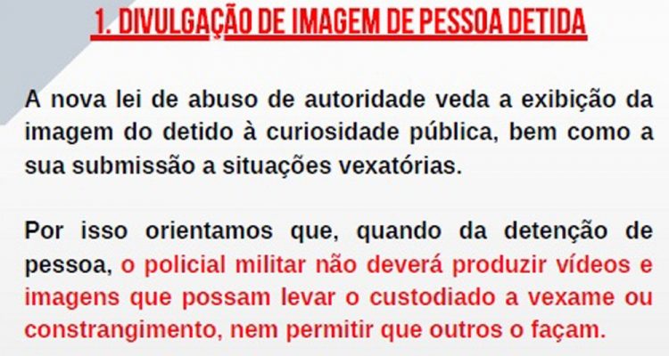 PM do Espírito Santo faz cartilha 'lembrando' policiais de usar a identificação profissional e para não divulgarem imagens de pressos — Foto: Reprodução