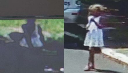 Câmera de segurança mostra menina em praça momentos antes de desaparecer em Chavantes — Foto: Câmera de segurança/Reprodução.