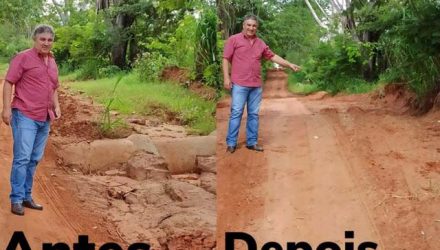 Estradas rurais que foram prejudicadas pelas chuvas receberam reparos pelo Departamento de Obras após orientação do prefeito Gilson. Fotos: Reinaldo Aro