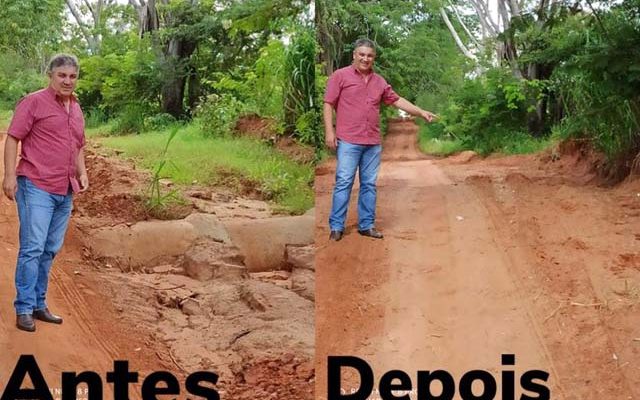 Estradas rurais que foram prejudicadas pelas chuvas receberam reparos pelo Departamento de Obras após orientação do prefeito Gilson. Fotos: Reinaldo Aro