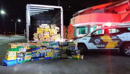 Polícia Rodoviária apreende mais de uma tonelada de maconha dentro de caminhão em Garça — Foto: Polícia Rodoviária/Divulgação.