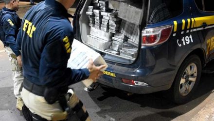 Cocaína sendo recolhida pela PRF — Foto: PRF/Divulgação.