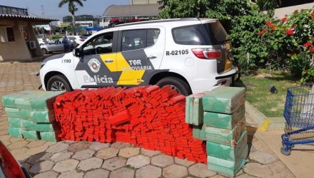 Polícia Rodoviária apreende carga de maconha na caçamba de caminhonete em Pongaí — Foto: J. Serafim/Divulgação.