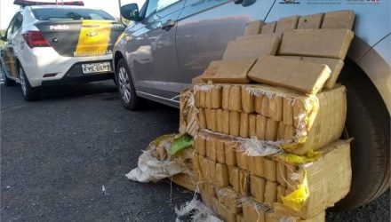 A equipe localizou e um dos carros 120 tabletes maconha, totalizado 100 kg da droga. Foto: Polícia Militar