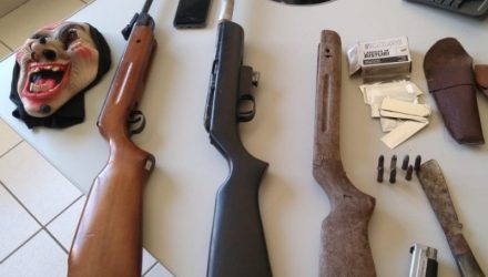 Armas apreendidas nas casas dos adolescentes. Foto: Polícia Civil