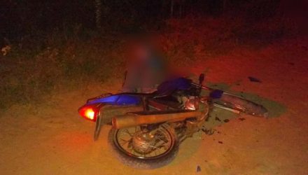 Motociclista de 54 anos morreu após bater o veículo em um touro em Três Lagoas (MS) — Foto: Polícia Militar/Divulgação.