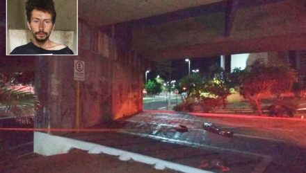 Jovem de 20 anos (no destaque) foi morto a tiros perto do viaduto da Duque de Caxias sobre avenida Nações Unidas — Foto: Polícia Civil/Divulgação.