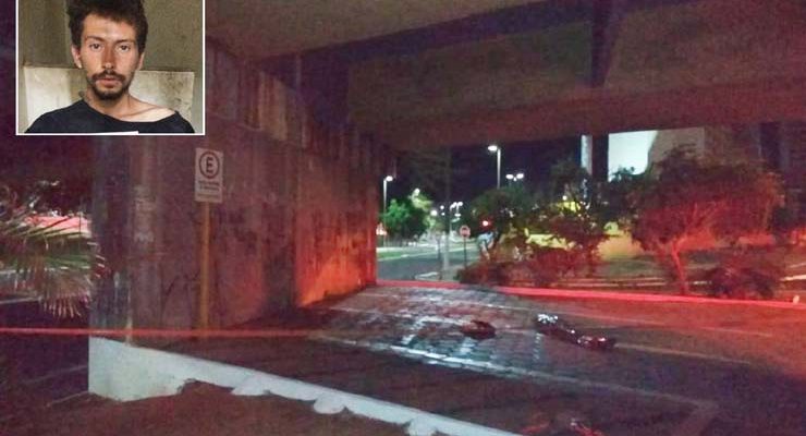 Jovem de 20 anos (no destaque) foi morto a tiros perto do viaduto da Duque de Caxias sobre avenida Nações Unidas — Foto: Polícia Civil/Divulgação.