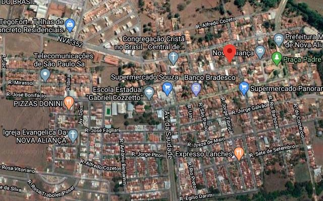 Estupro de vulnerável aconteceu na pequena Nova Aliança, próximo de Bady Bassit. Foto: Google Maps/Reprodição