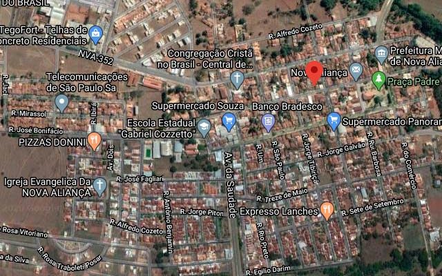 Estupro de vulnerável aconteceu na pequena Nova Aliança, próximo de Bady Bassit. Foto: Google Maps/Reprodição