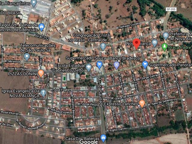 Estupro de vulnerável aconteceu na pequena Nova Aliança, próximo de Bady Bassit. Foto: Google Maps/Reprodição