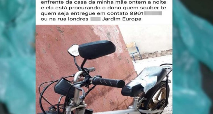 Parente da mulher que localizou a bicicleta motorizada abandonada, também postou em rede social sua localização. Foto: Facebook/Reprodução