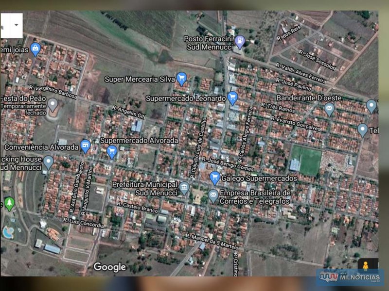 Prisão de acusado de violência doméstica (Lei Maria da Penha), aconteceu na cidade de Sud Mennucci. Foto: Google Maps/Reprodução