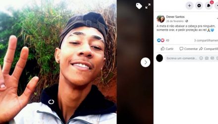 Dener dos Santos Paulino morreu neste sábado (27) após levar uma facada no peito — Foto: Facebook/Reprodução.