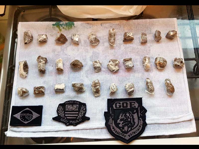 Em Andradina foram apreendidos 29 trouxinhas de maconha em uma casa no loteamento Quinta dos Castanheiras. Foto: DIVULGAÇÃO