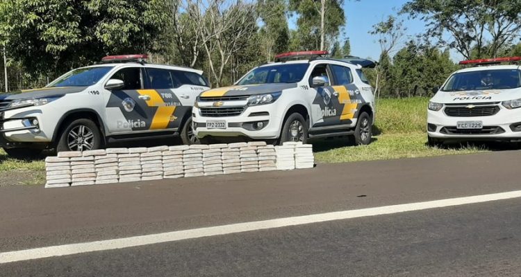 Tabletes somaram 108 quilos de droga na apreensão em Guarantã — Foto: Polícia Rodoviária / Divulgação