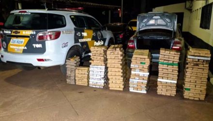 Dois jovens são presos com quase 500 Kg de drogas em Paulicéia na madrugada deste sábado (11). Fotos: Polícia Rodoviária