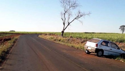 Acidente aconteceu quando ladrão fugia pela estrada vicinal que liga Nova Independência à Castilho. Foto: Whats App