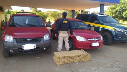 PRF apreende 89.3 Kg de maconha e prende dois homens em Água Clara (MS). Foto: PRF.