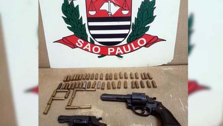 Dois revólveres e munições foram localizados pela Polícia Civil na residência do envolvido. Foto: Polícias Civil