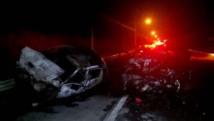 Acidente foi neste domingo (18) na Estrada das Varinhas, em Mogi das Cruzes — Foto: Polícia Militar/Divulgação.