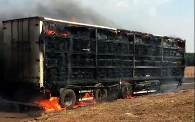 Caminhão ficou completamente destruído em Icém — Foto: Arquivo Pessoal