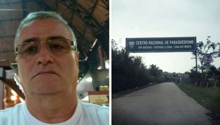 Idoso de 65 anos morreu após salto de paraquedas em Boituva — Foto: Reprodução Facebook/Douglas Belan/TV TEM.