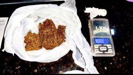 Foram apreendidos 114 gramas de “maconha” e 4g de “cocaína”, bem como uma balança de precisão, um aparelho celular e R$ 17,00 em dinheiro. Foto: DIVULGAÇÃO/PM