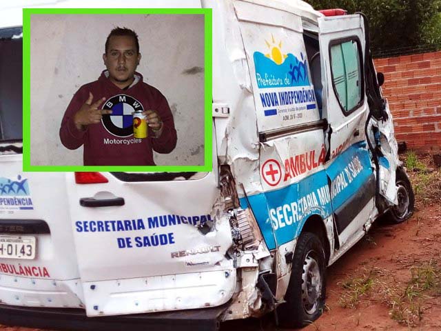 Gean Henrique Gomes Xavier, 26 anos, morreu em acidente com a viatura da Central de Ambulância de Nova Independência. Foto: Urubupunganews.com.br
