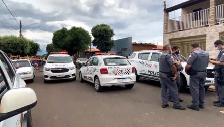 Policiais militares foram acionados para atender ocorrência em Pereira Barreto — Foto: Anderson Antunes/TV TEM