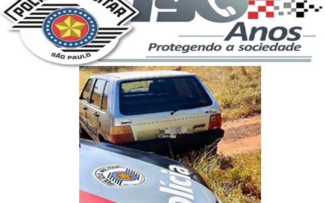 Fiat Uno foi o último veículo furtado e recuperado pela PM. Foto: DIVULGAÇÃO/PM
