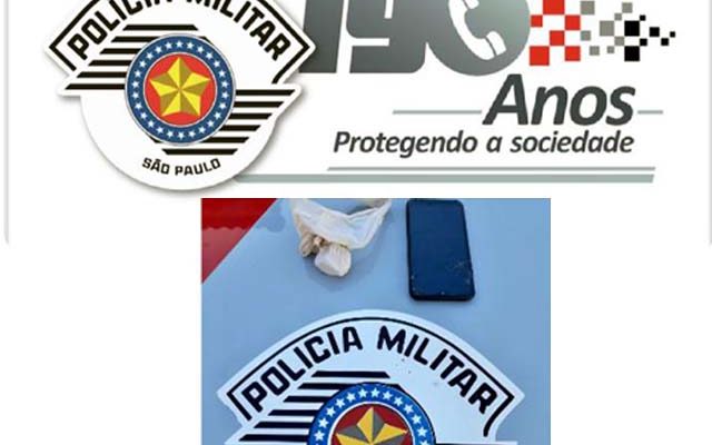 Foi apreendida uma pedra bruta de crack p0esando 18 gramas. Foto: PM/Divulgação