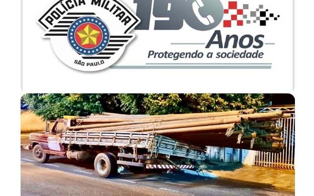 Foram recuperados aproximadamente 100 canos de irrigação, de valor unitário R$ 300,00. Foto: PM/Divulgação