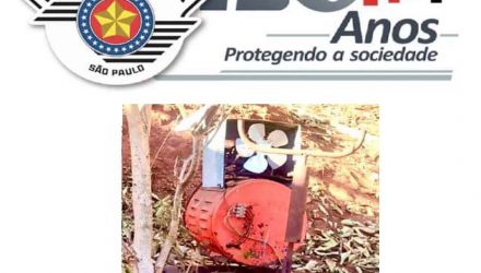 Máquina de solta furtada do Clube de Tiro foi recuperada pela PM. Foto: DIVULGAÇÃO/PM