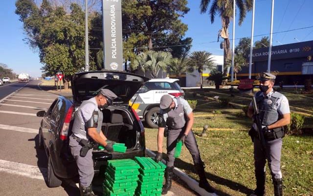 Morador de Três Lagoas/MS, de 25 anos foi preso com 219 tabletes de maconha. Foto: PMRv/Divulgação