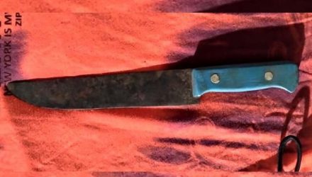 Acusado utilizou uma faca de cabo azul para cometer o roubo. Foto: Divulgação