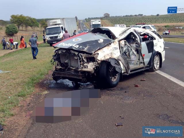 Acidente com viatura de Andradina deixou dois policiais mortos e um gravemente ferido. Foto: DIVULGAÇÃO