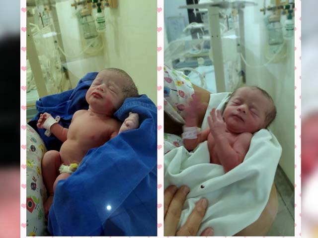 As Gêmeas Clara e Sophia, são as primeiras nascidas na Santa Casa de Andradina em 2022, filhas de Gisele  Melancieri e Victor Souza. Foto: DIVULGAÇÃO