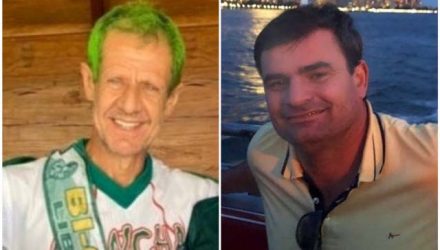 Palmeirense Celso Wanzo (à esquerda) morreu ao ser agredido em briga após Mundial de Clube e o suspeito preso, o síndico do condomínio em Rio Preto Emerson Ricardo Fiamenghi — Foto: Reprodução