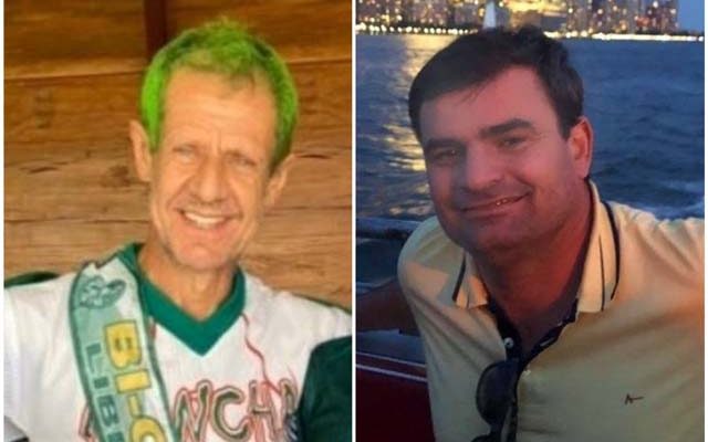 Palmeirense Celso Wanzo (à esquerda) morreu ao ser agredido em briga após Mundial de Clube e o suspeito preso, o síndico do condomínio em Rio Preto Emerson Ricardo Fiamenghi — Foto: Reprodução