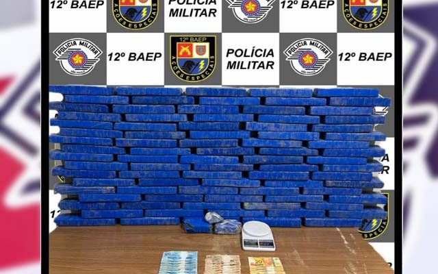 Foram apreendidos um total de 85 tijolos de maconha, totalizando aproximadamente 70 Kg. Foto: BAEP`/Divulgação