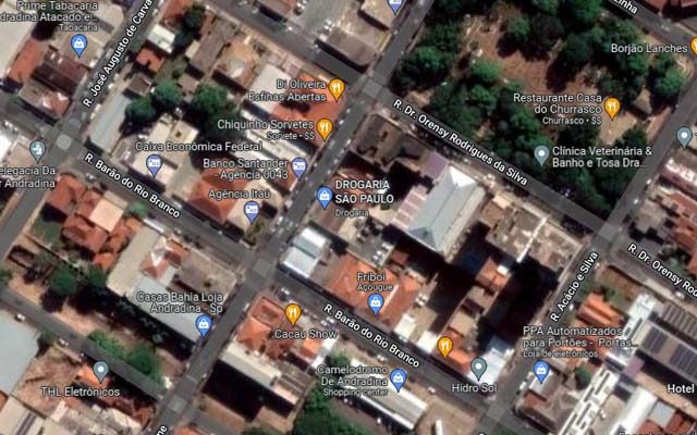 Roubo aconteceu no centro de Andradina. Foto: Reprodução/Google Maps