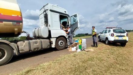 Itens foram encontrados dentro da cabine do caminhão em Catanduva — Foto: Polícia Rodoviária Estadual/Divulgação