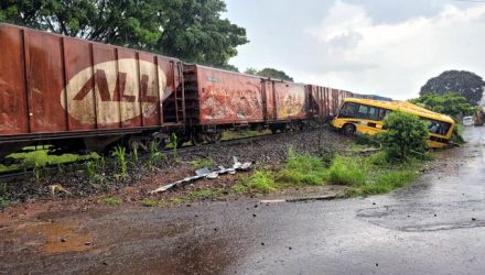 Ônibus escolar da Apae é atingido por trem no Paraná; duas meninas morreram — Foto: Rodrigo Grando/RPC