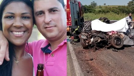 Casa morreu em colisão entre carro e carreta — Foto: Redes Sociais