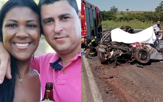 Casa morreu em colisão entre carro e carreta — Foto: Redes Sociais