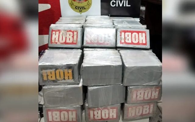 Operação da Polícia Civil de Araçatuba (SP) apreendeu 220 tijolos de cocaína — Foto: Polícia Civil/Divulgação